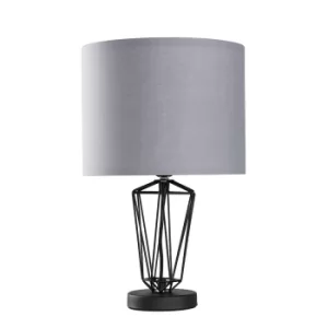Image of Value Essentials Hendrix Black Table Lamp with Grey Shade