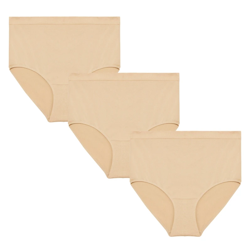 Image of Be You 3 Pack Seam Free Full Briefs - Nude Nude 12 - 14