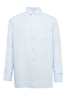 Image of Mens French Connection Linen Chambray Shirt Blue