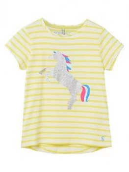 Image of Joules Girls Pixie Unicorn T-Shirt - Yellow, Size Age: 9-10 Years, Women