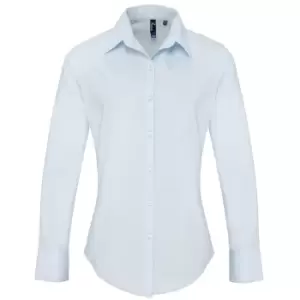 Image of Premier Womens/Ladies Supreme Heavy Poplin Long Sleeve Work Shirt (8) (Light Blue)