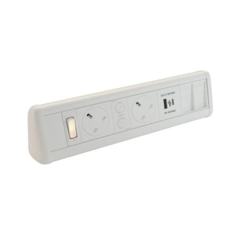 Image of POWERDATA P-PACK DESK White 2X POWER - USB A & C - 2X CAT.6 COUPLE