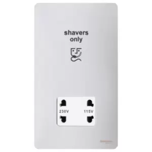 Image of Schneider Electric Ultimate Screwless Flat Plate - Shaver Socket, Dual Voltage, 115/230V, GU7490WPC, Polished Chrome with White Insert