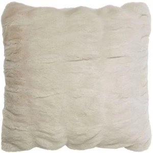 Image of Hotel Collection Ruched Faux Fur Cushion - Cream