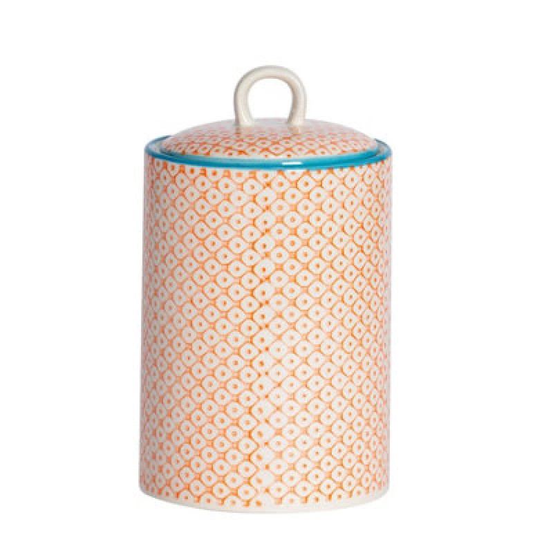 Image of Nicola Spring Hand-Printed Kitchen Canister - 1 Litre - Orange
