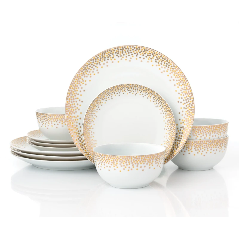 Image of Waterside Waterside Gold Sparkle 12 PC Dinner Set Gold - Waterside Gold HR91501
