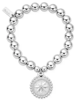 Image of ChloBo SBMB3232 Medium Ball Bobble Compass Bracelet Sterling Jewellery