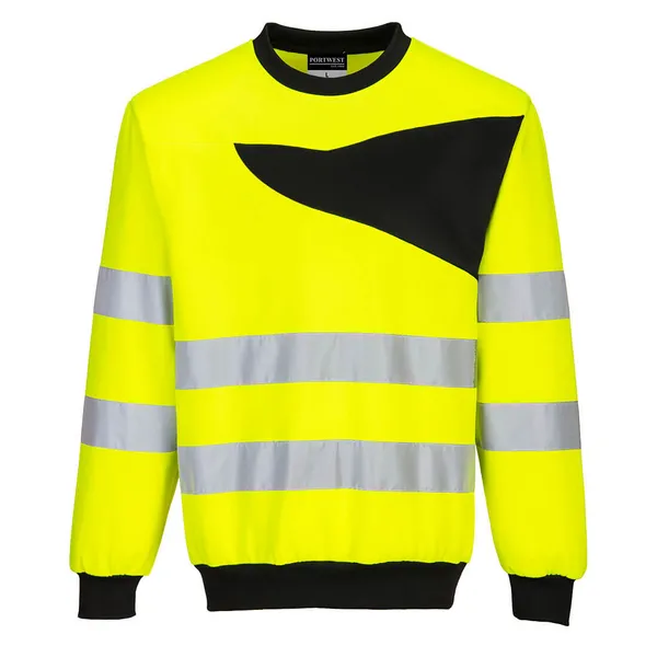 Image of Portwest PW2 Mens Hi Vis Sweatshirt PW277YBRXL Colour: Yellow / Black
