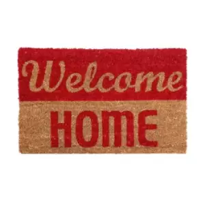 Image of Premier Housewares Natrual and Red Coir Doormat - Welcome Home
