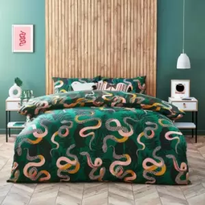 Image of Furn. Serpentine King Duvet Cover Set Cotton Juniper Green