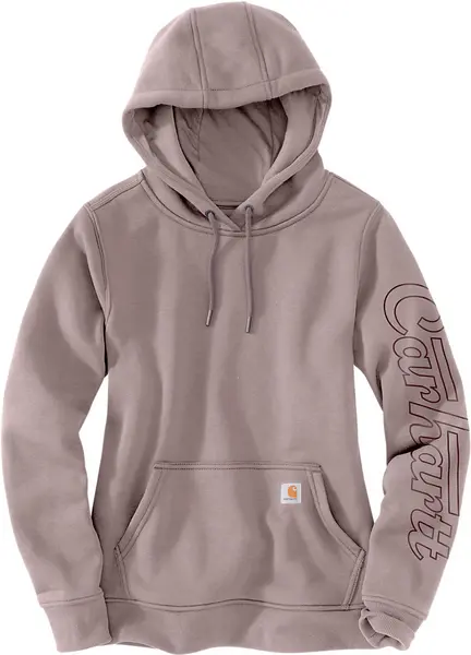 Image of Carhartt Relaxed Fit Rain Defender Graphic Ladies Hoodie, pink-beige, Size L for Women