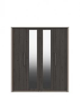 Image of Smyth Part Assembled 4 Door Mirrored Wardrobe