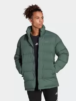 Image of adidas Helionic Mid-length Down Jacket, Blue, Size L, Men