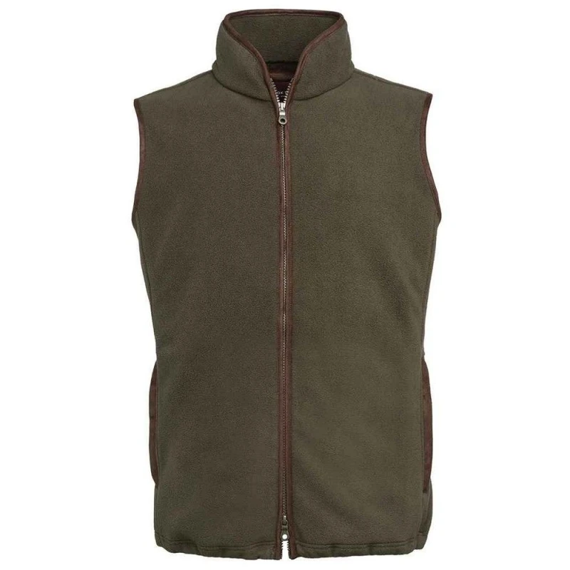 Image of Brook Taverner Brook Taverner Men Cincinatti Fleece Gilet in Dark Olive Size: X-Small Dark Olive XS Male 5063238657236