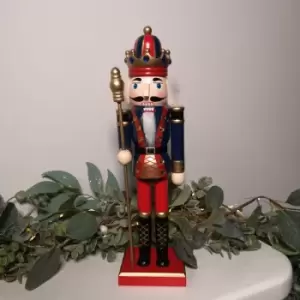 Image of Samuel Alexander - 30cm Wooden Christmas Nutcracker Soldier Decoration with Blue Body