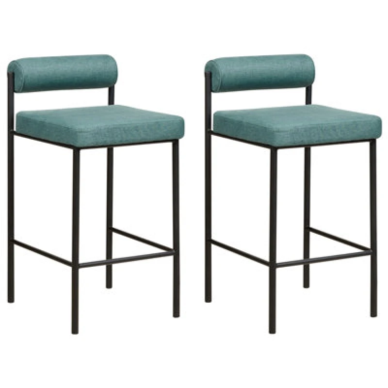 Image of Beliani Set Of 2 Fabric Bar Chairs Teal Amaya