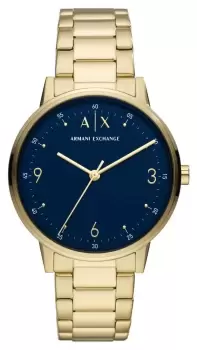 Image of Armani Exchange AX2749 Blue Dial Gold PVD Plated Bracelet Watch