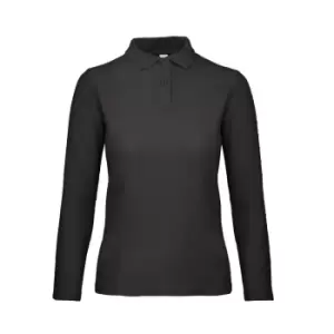 Image of B&C ID.001 Womens/Ladies Long Sleeve Polo (L) (Jet Black)