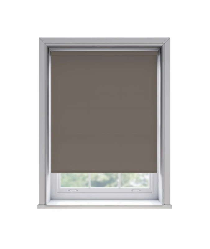 Image of New Edge Blinds No Drill Chocolate Thermal Blackout Roller Blind 170cm Drop Size: 140cm Chocolate Unisex 140 cm