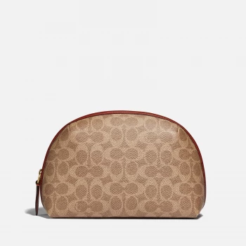 Image of Coach Womens Coated Canvas Signature Julienne Cosmetic Case - Tan Rust