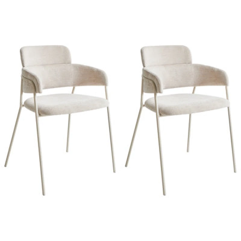 Image of Beliani Set Of 2 Dining Chairs Paonia Chenille Light Beige