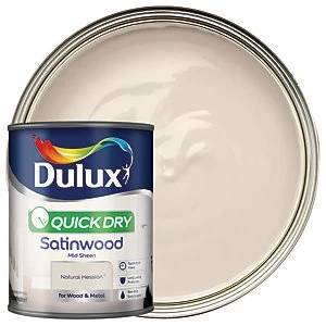 Image of Dulux Quick Dry Natural Hessian Satinwood Mid Sheen Paint 750ml