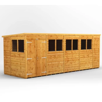Image of 18x6 Power Pent Double Door Garden Shed - Brown