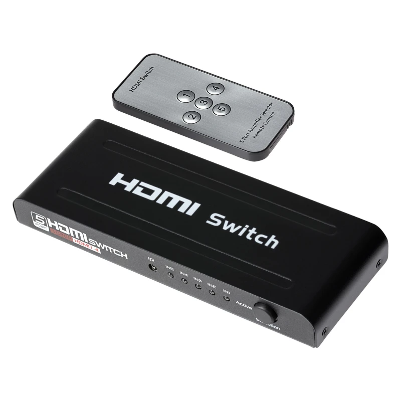 Image of Maplin HDMI Switch 5 Ports In 1 Port Out Ultra HD 4K@30Hz with Remote