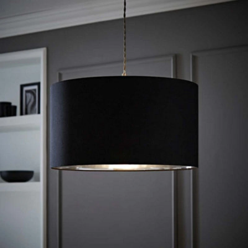 Image of ValueLights ValueLights Reni Black with Metallic Chrome Inner Easy Fit Ceiling Lamp Shade Size: Large Black Large Unisex 5016529270713