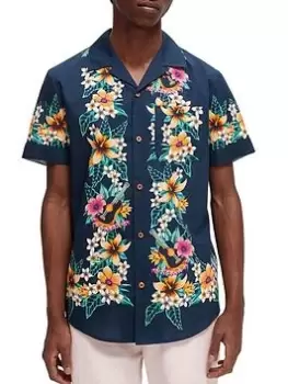 Image of Scotch & Soda Seasonal Printed Hawaiian Detailed Shirt - Multi