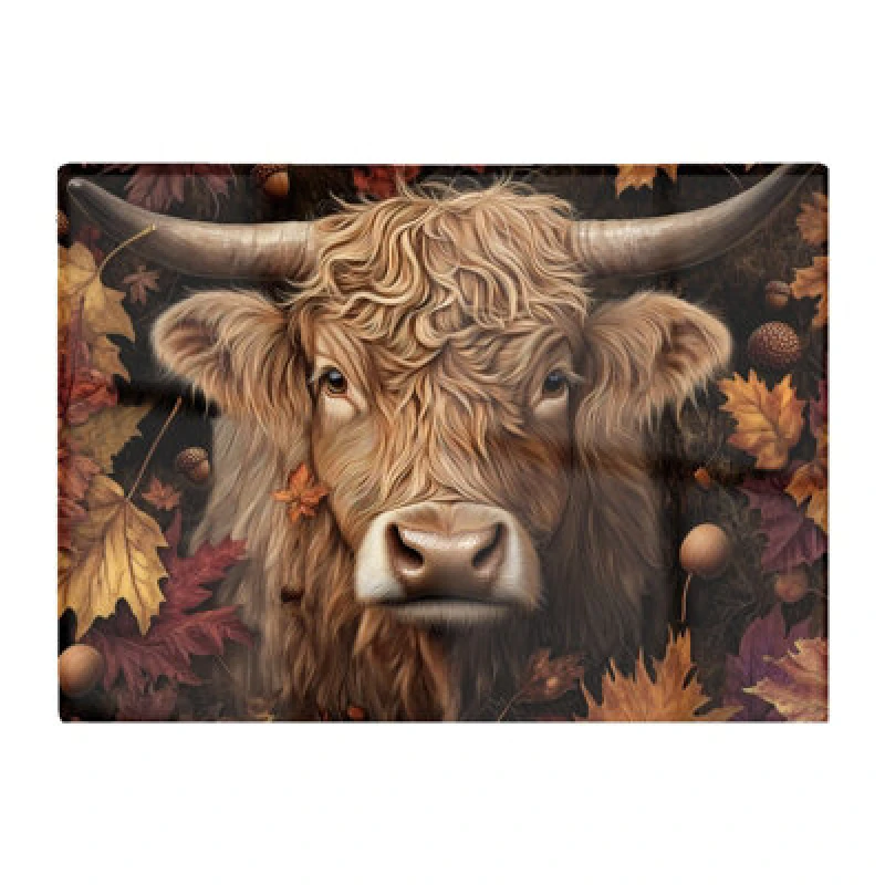 Image of Warren Reed Designer Highland Cow In Autumn Chopping Board
