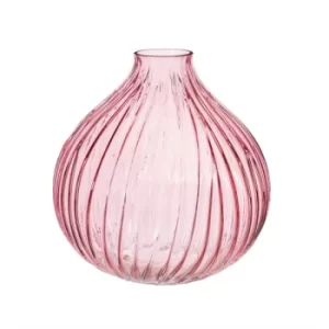 Image of Round Fluted Glass Vase (Pink)