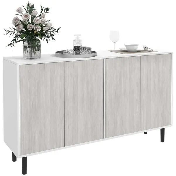 Image of HOMCOM Sideboard Storage Cabinet For Living Room With Adjustable Shelves White