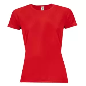 Image of SOLS Womens/Ladies Sporty Short Sleeve T-Shirt (L) (Red)