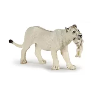 Image of Papo Wild Animal Kingdom White Lioness with Cub Toy Figure, 3...