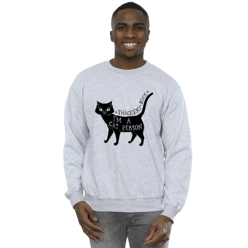 Image of Disney Men Hocus Pocus A Cat Person Sweatshirt in Grey Size: Small Grey S Male 5063153088962