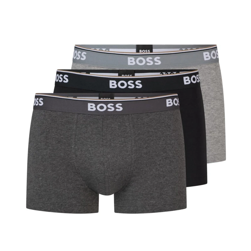 Image of Boss 3 Pack Power Boxer Shorts - Grey Grey XL