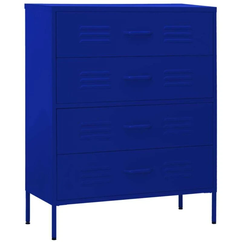 Image of VIDAXL Chest of Drawers Navy Blue 80x35x101.5cm Steel Vidaxl 8720286565117