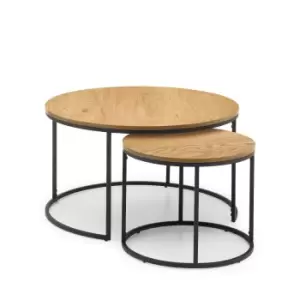 Image of Julian Bowen Bellini Set of 2 Round Nesting Coffee Tables Oak Effect