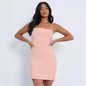 Image of I Saw It First Petite Ruched Double Layer Slinky Mini Dress - Pink