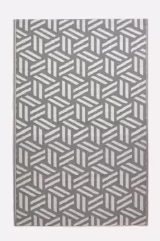 Image of Luna Geometric White & Grey Outdoor Rug