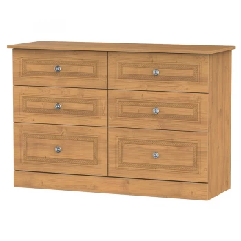 Image of Robert Dyas Loxley Ready Assembled 6-Drawer Midi Chest of Drawers -Oak