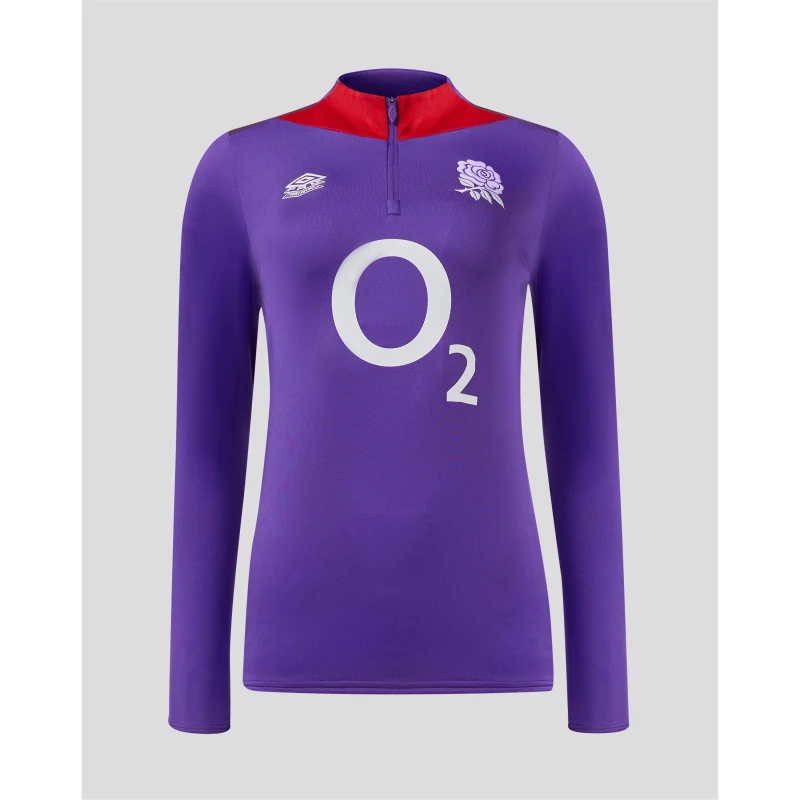 Image of Umbro England Rugby Mid Layer Top 2024 Womens - Red Red 8