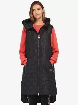 Image of Barbour International Broadhurst Curve Hem Quilt Gilet - Black, Size 12, Women