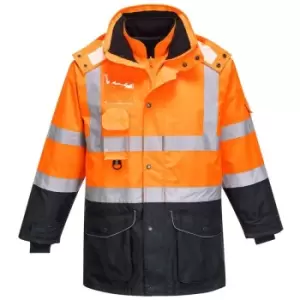 Image of Portwest - S426ONRL - sz l Hi-Vis 7-in-1 Contrast Traffic Jacket - Orange/Navy