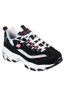 Image of Skechers D'lites Sweet Moments Multi Layered Trainers, Black/White, Size 8, Women