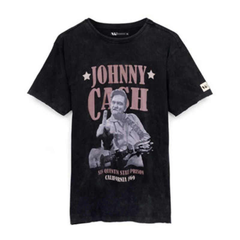 Image of Johnny Cash Johnny Cash Men Short Sleeved T-Shirt in Black Size: large Black L Male 5056210189757