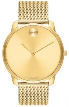 Image of Movado Mens Gold PVD Plated Mesh Gold Dial 3600588 Watch