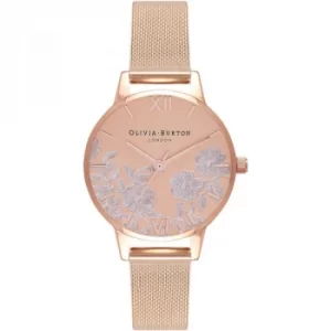 Image of Lace Detail Rose Gold Mesh Watch
