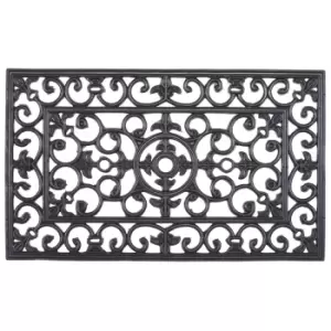 Image of Wrought iron effect rectangle doormat -Black